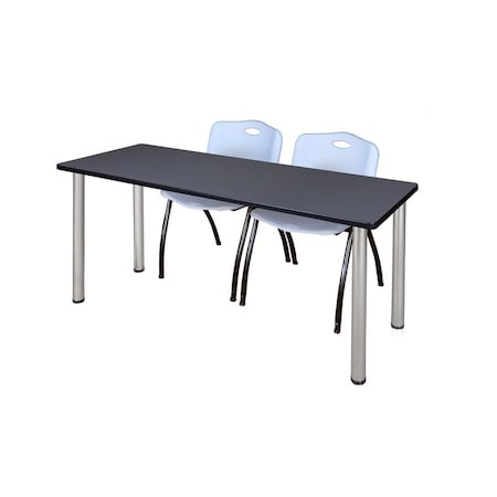 Kee Rectangle Tables > Training Tables > Kee Table & Chair Sets, 66 W, 24 L, 29 H, Grey MT6624GYBPCM47GY